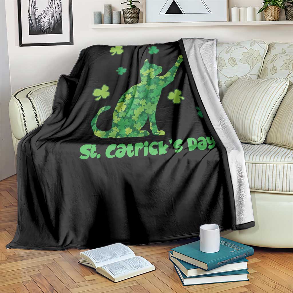 Funny St Catricks Day Throw Blanket Lucky Shamrock Cat Saint Pattys TS12 Print Your Wear
