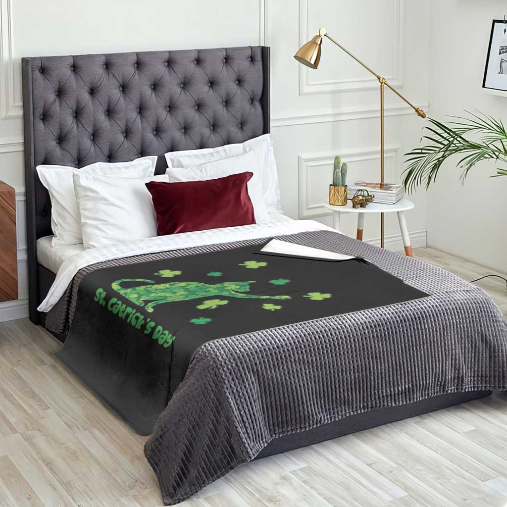 Funny St Catricks Day Throw Blanket Lucky Shamrock Cat Saint Pattys TS12 Print Your Wear