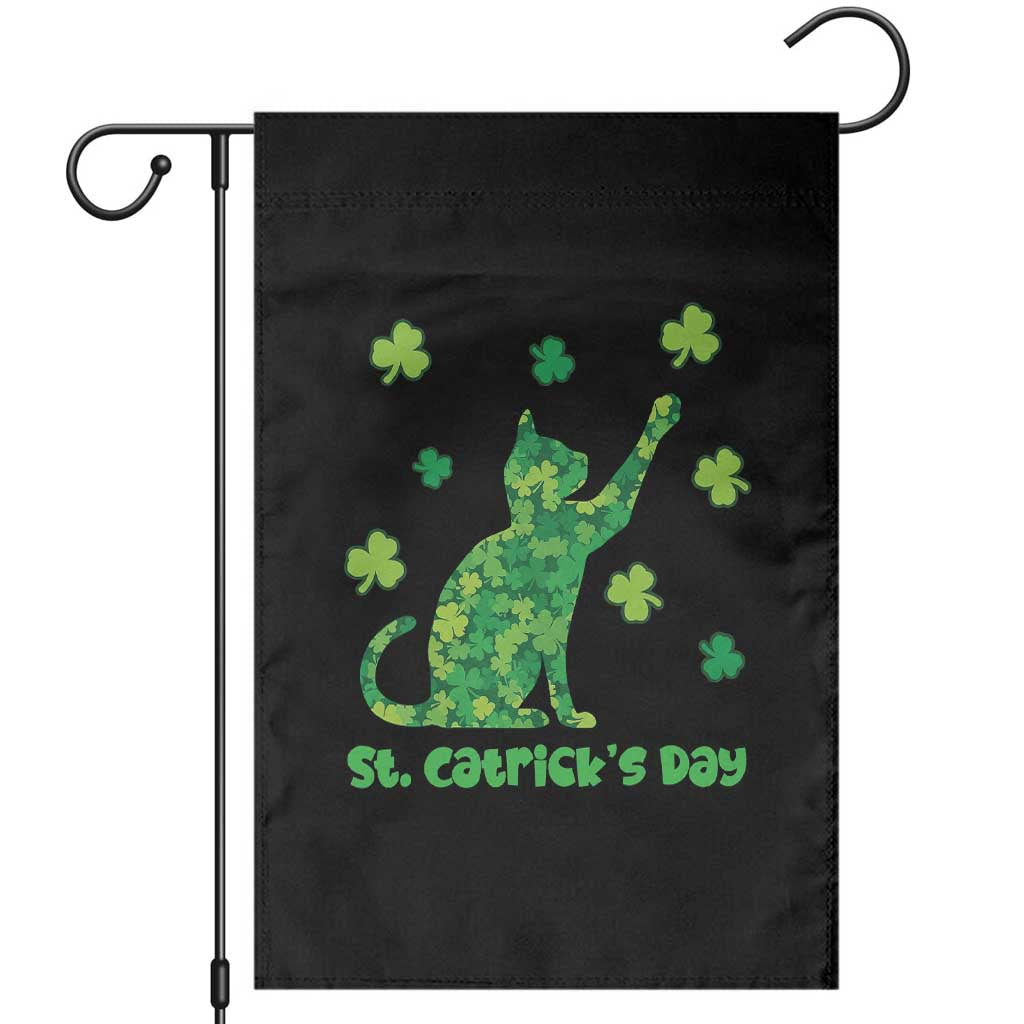 Funny St Catricks Day Garden Flag Lucky Shamrock Cat Saint Pattys TS12 Black Print Your Wear