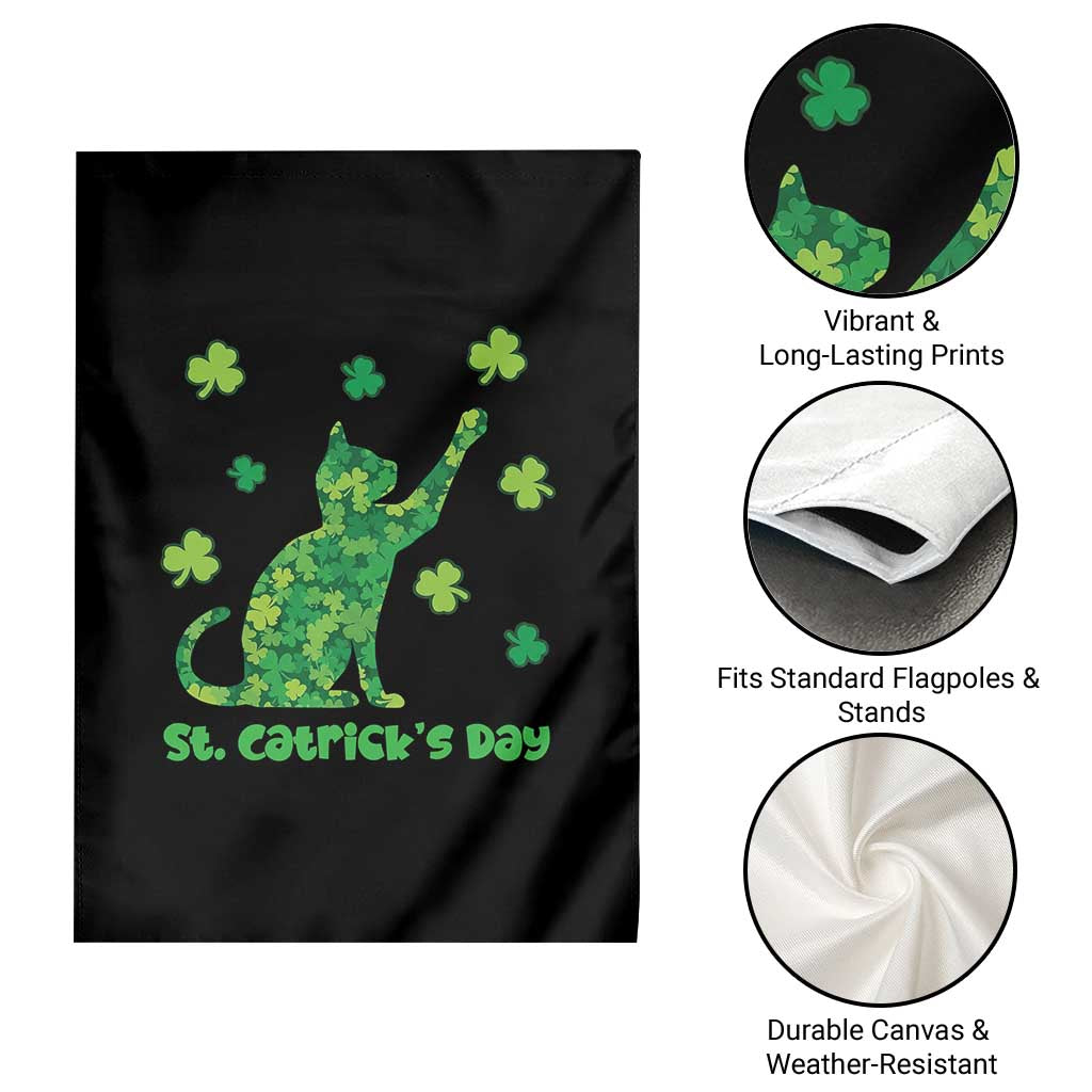 Funny St Catricks Day Garden Flag Lucky Shamrock Cat Saint Pattys TS12 Print Your Wear
