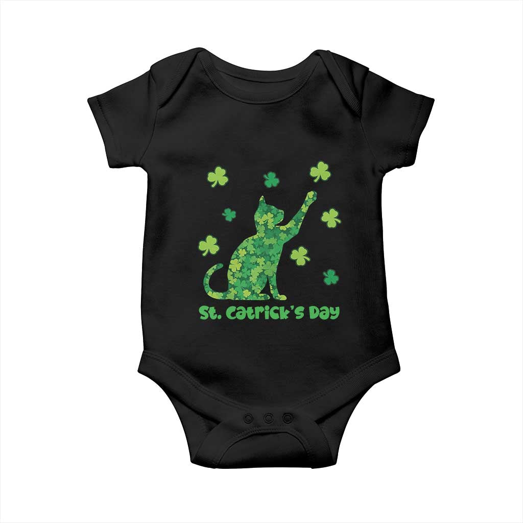 Funny St Catricks Day Baby Onesie Lucky Shamrock Cat Saint Pattys TS12 Black Print Your Wear