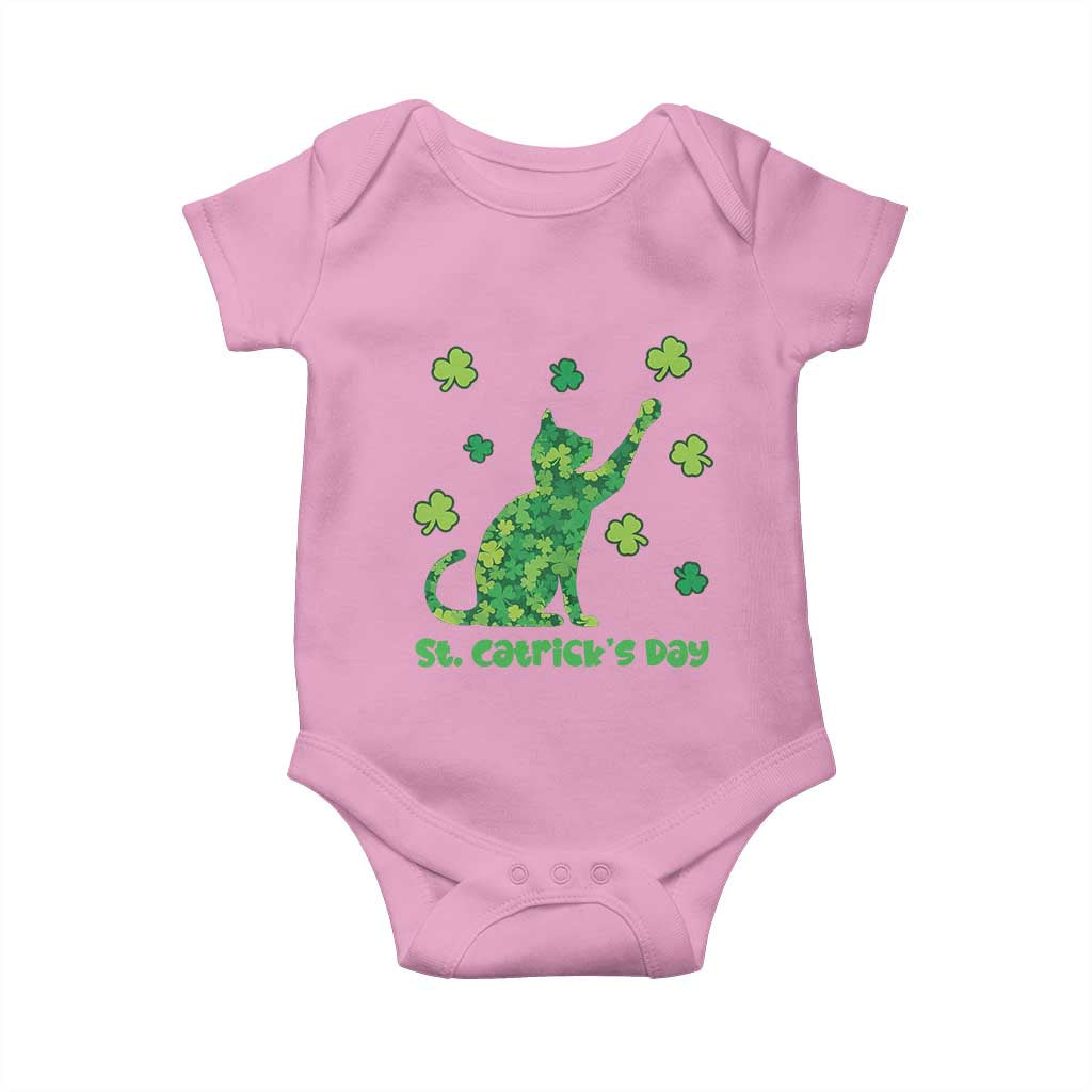 Funny St Catricks Day Baby Onesie Lucky Shamrock Cat Saint Pattys TS12 Light Pink Print Your Wear
