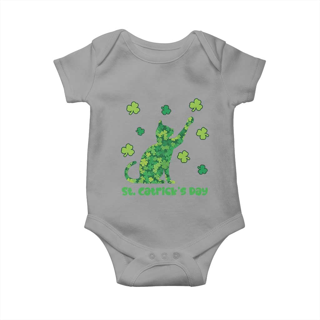 Funny St Catricks Day Baby Onesie Lucky Shamrock Cat Saint Pattys TS12 Sport Gray Print Your Wear