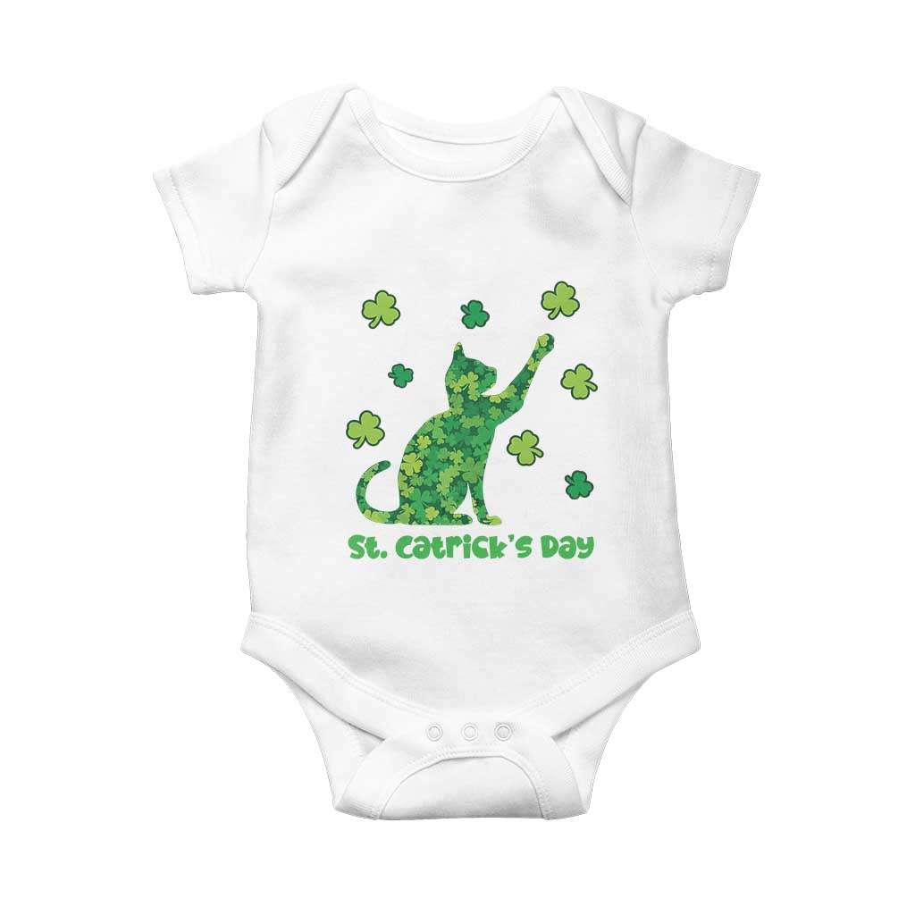 Funny St Catricks Day Baby Onesie Lucky Shamrock Cat Saint Pattys TS12 White Print Your Wear