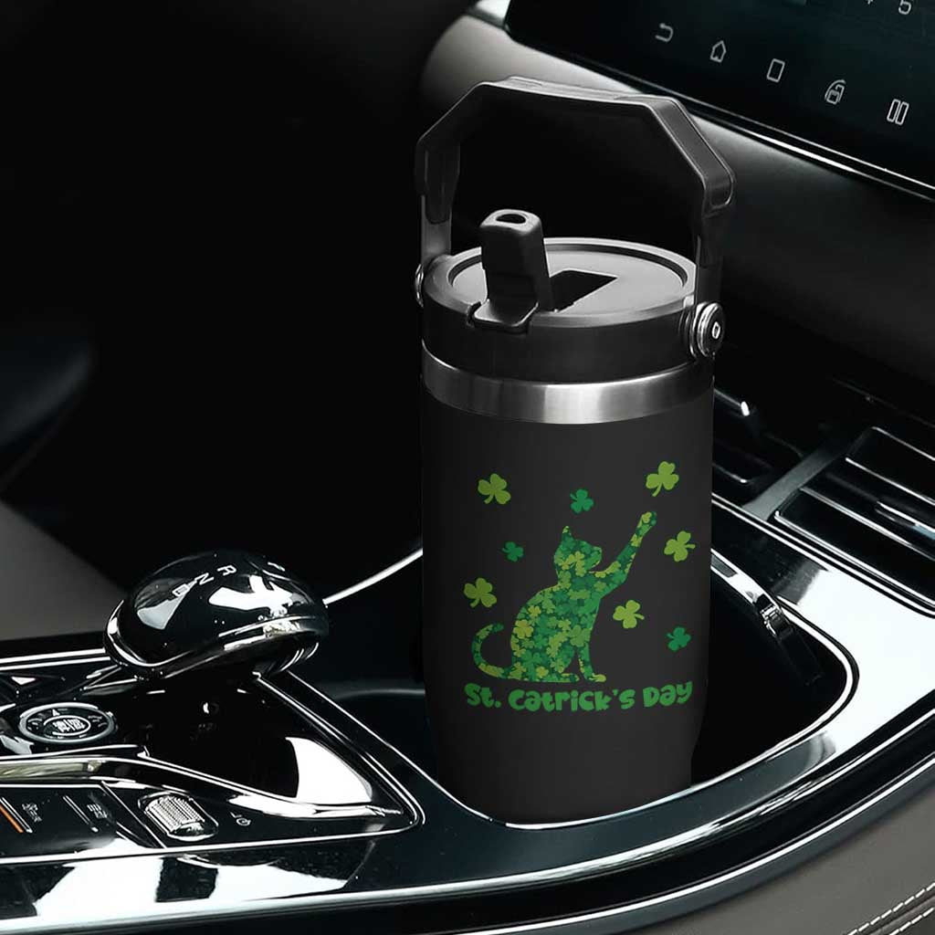 Funny St Catricks Day Flip Straw Tumbler Lucky Shamrock Cat Saint Pattys TS12 Print Your Wear