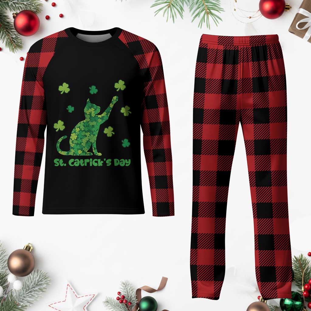 Funny St Catricks Day Plaid Pajama Set Lucky Shamrock Cat Saint Pattys TS12 Buffalo Plaid Print Your Wear