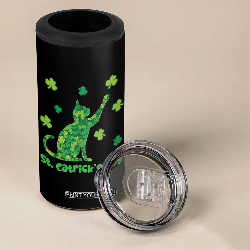 Funny St Catricks Day 4 in 1 Can Cooler Tumbler Lucky Shamrock Cat Saint Pattys TS12 Print Your Wear