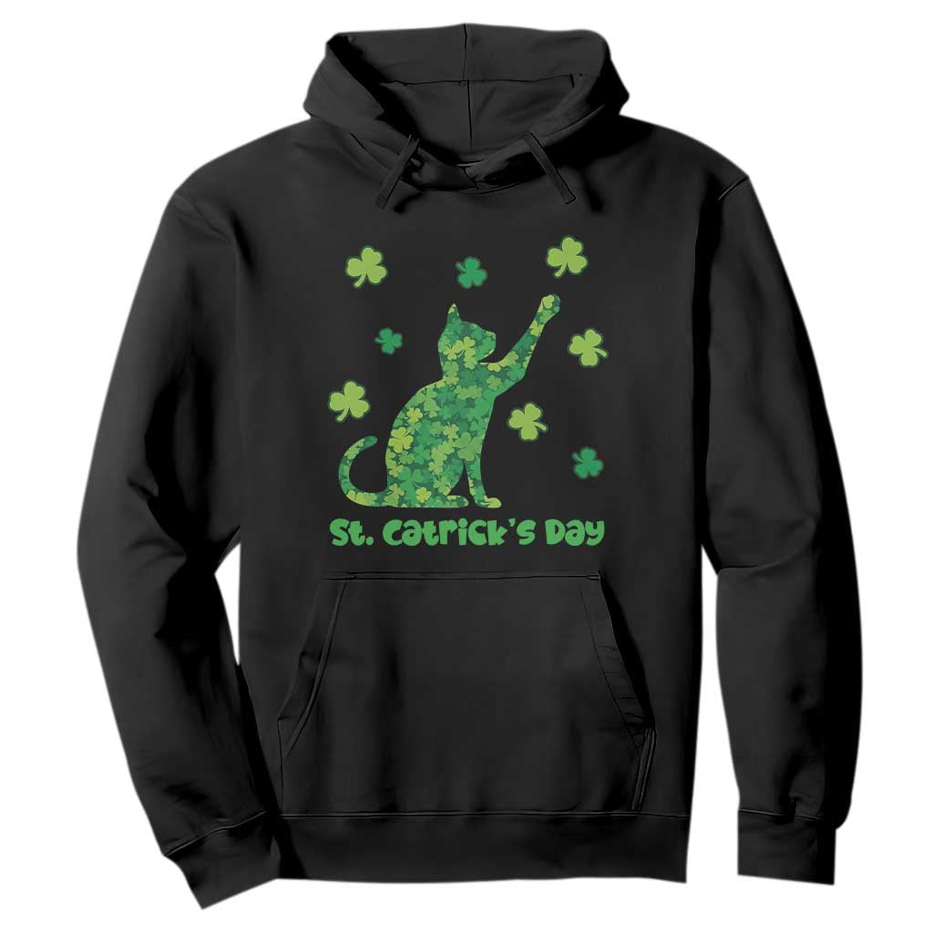 Funny St Catricks Day Hoodie Lucky Shamrock Cat Saint Pattys TS12 Black Print Your Wear