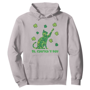 Funny St Catricks Day Hoodie Lucky Shamrock Cat Saint Pattys TS12 Ice Gray Print Your Wear