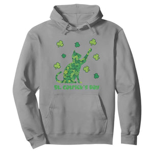 Funny St Catricks Day Hoodie Lucky Shamrock Cat Saint Pattys TS12 Sport Gray Print Your Wear