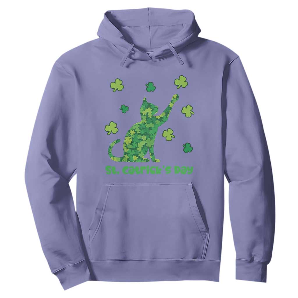 Funny St Catricks Day Hoodie Lucky Shamrock Cat Saint Pattys TS12 Violet Print Your Wear