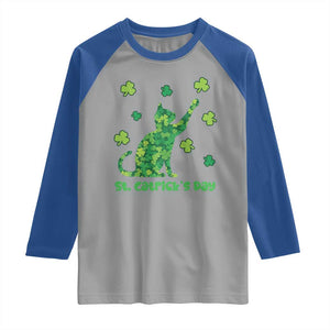 Funny St Catricks Day Raglan Shirt Lucky Shamrock Cat Saint Pattys TS12 Sport Gray Royal Print Your Wear