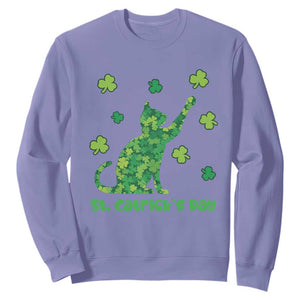 Funny St Catricks Day Sweatshirt Lucky Shamrock Cat Saint Pattys TS12 Violet Print Your Wear