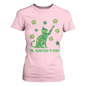Funny St Catricks Day T Shirt For Women Lucky Shamrock Cat Saint Pattys TS12 Light Pink Print Your Wear