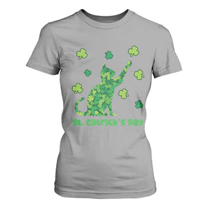 Funny St Catricks Day T Shirt For Women Lucky Shamrock Cat Saint Pattys TS12 Sport Gray Print Your Wear