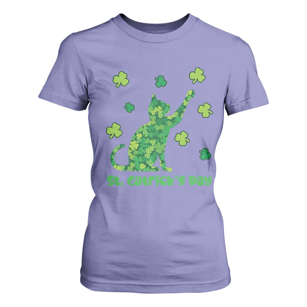 Funny St Catricks Day T Shirt For Women Lucky Shamrock Cat Saint Pattys TS12 Violet Print Your Wear