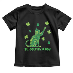 Funny St Catricks Day Toddler T Shirt Lucky Shamrock Cat Saint Pattys TS12 Black Print Your Wear