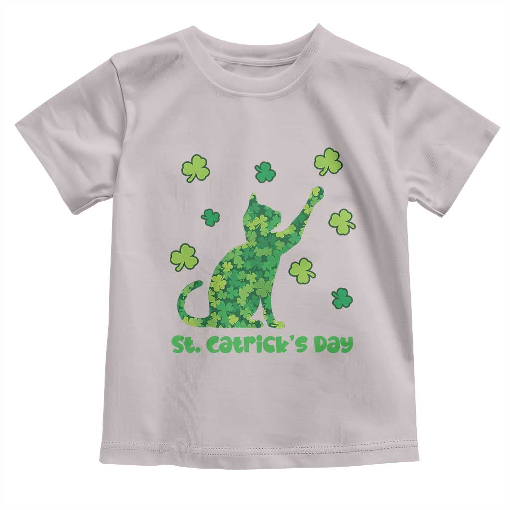 Funny St Catricks Day Toddler T Shirt Lucky Shamrock Cat Saint Pattys TS12 Ice Gray Print Your Wear