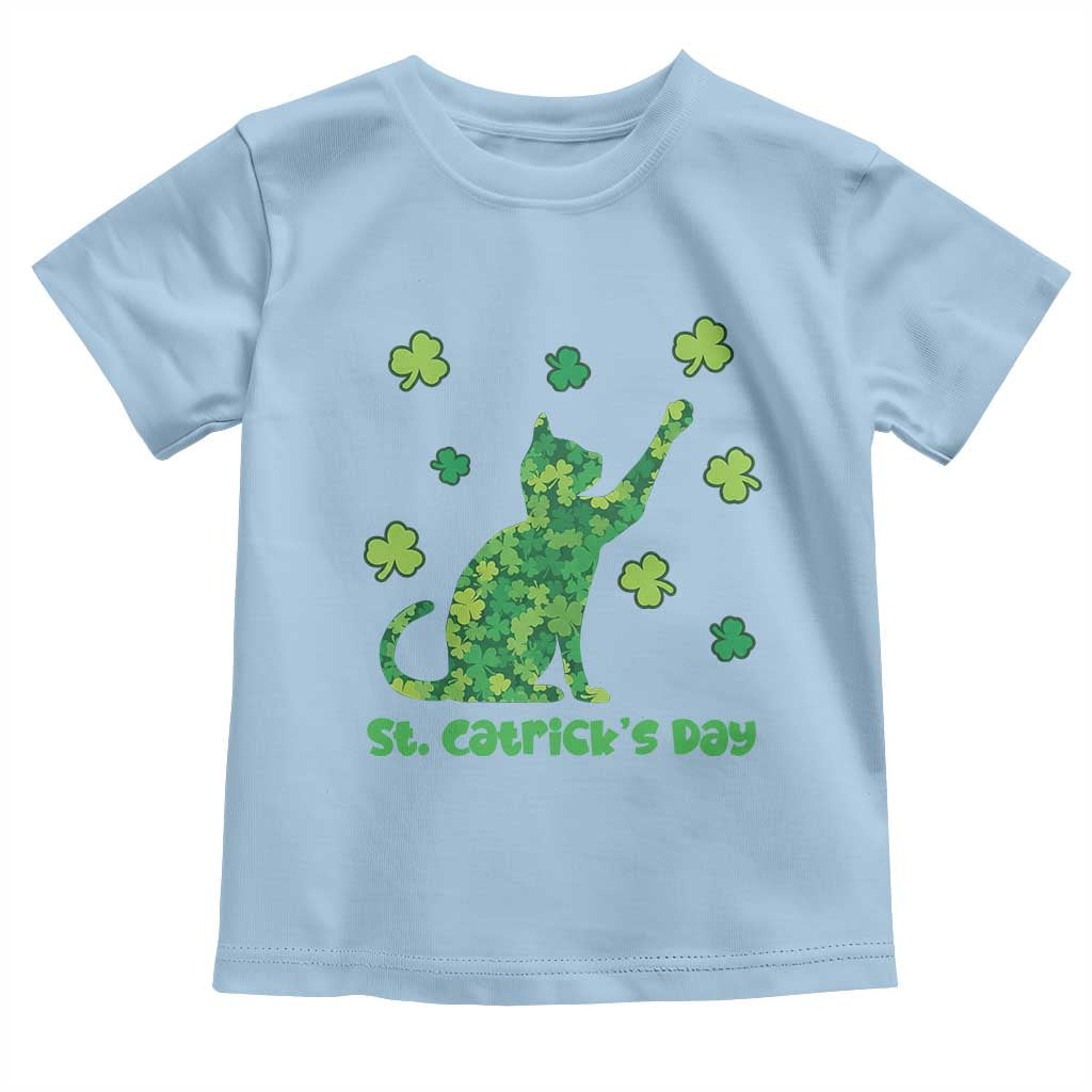 Funny St Catricks Day Toddler T Shirt Lucky Shamrock Cat Saint Pattys TS12 Light Blue Print Your Wear