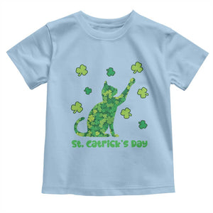 Funny St Catricks Day Toddler T Shirt Lucky Shamrock Cat Saint Pattys TS12 Light Blue Print Your Wear
