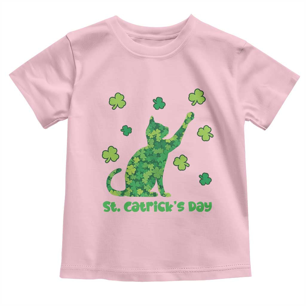Funny St Catricks Day Toddler T Shirt Lucky Shamrock Cat Saint Pattys TS12 Light Pink Print Your Wear