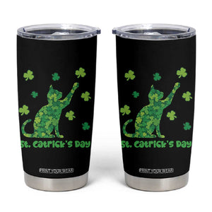 Funny St Catricks Day Tumbler Cup Lucky Shamrock Cat Saint Pattys TS12 Black Print Your Wear
