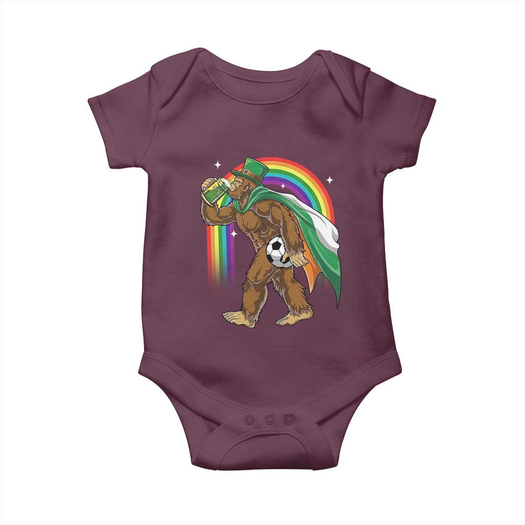 Funny Bigfoot Drinking Beer Baby Onesie St Patricks Day Soccer Lover TS12 Maroon Print Your Wear