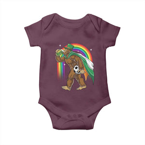 Funny Bigfoot Drinking Beer Baby Onesie St Patricks Day Soccer Lover TS12 Maroon Print Your Wear