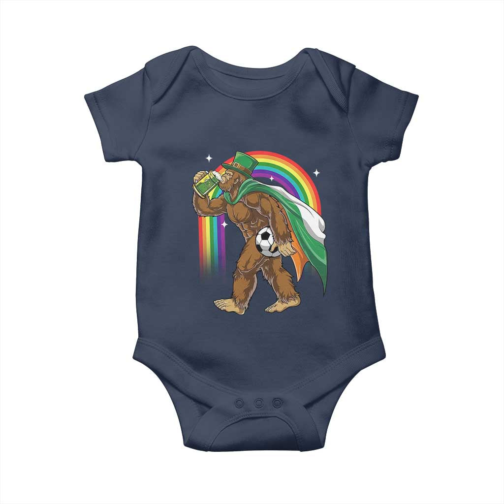 Funny Bigfoot Drinking Beer Baby Onesie St Patricks Day Soccer Lover TS12 Navy Print Your Wear
