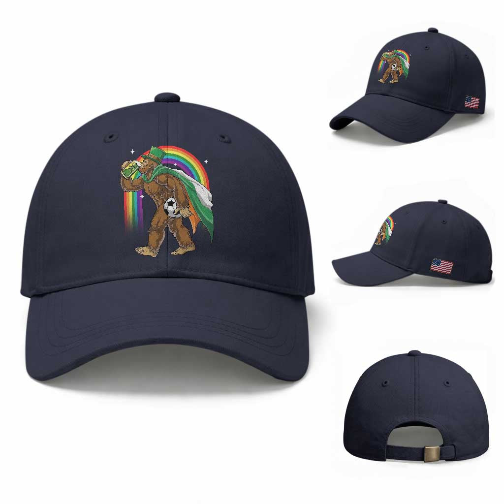 Funny Bigfoot Drinking Beer Baseball Cap St Patricks Day Soccer Lover TS12 Baseball Cap Universal Fit Navy Print Your Wear