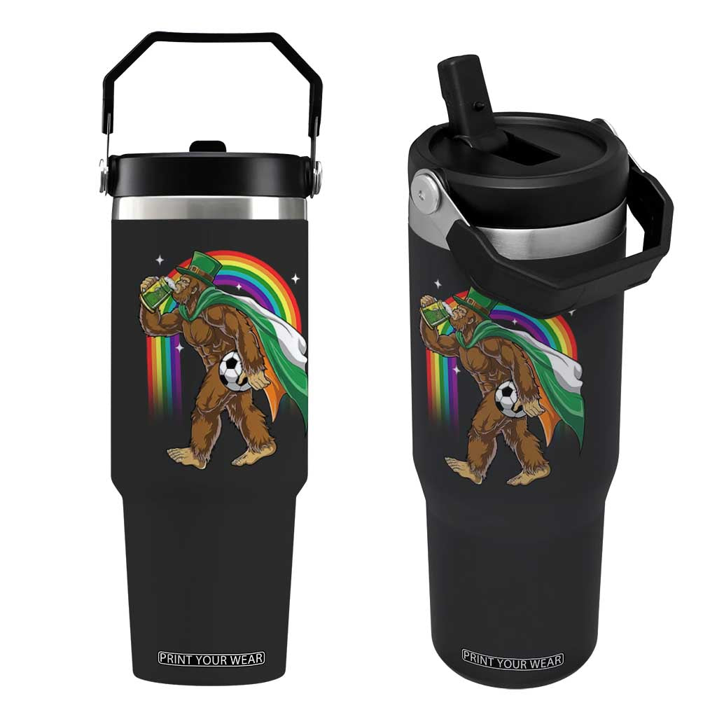 Funny Bigfoot Drinking Beer Flip Straw Tumbler St Patricks Day Soccer Lover TS12 One Size: 30 oz Black Print Your Wear