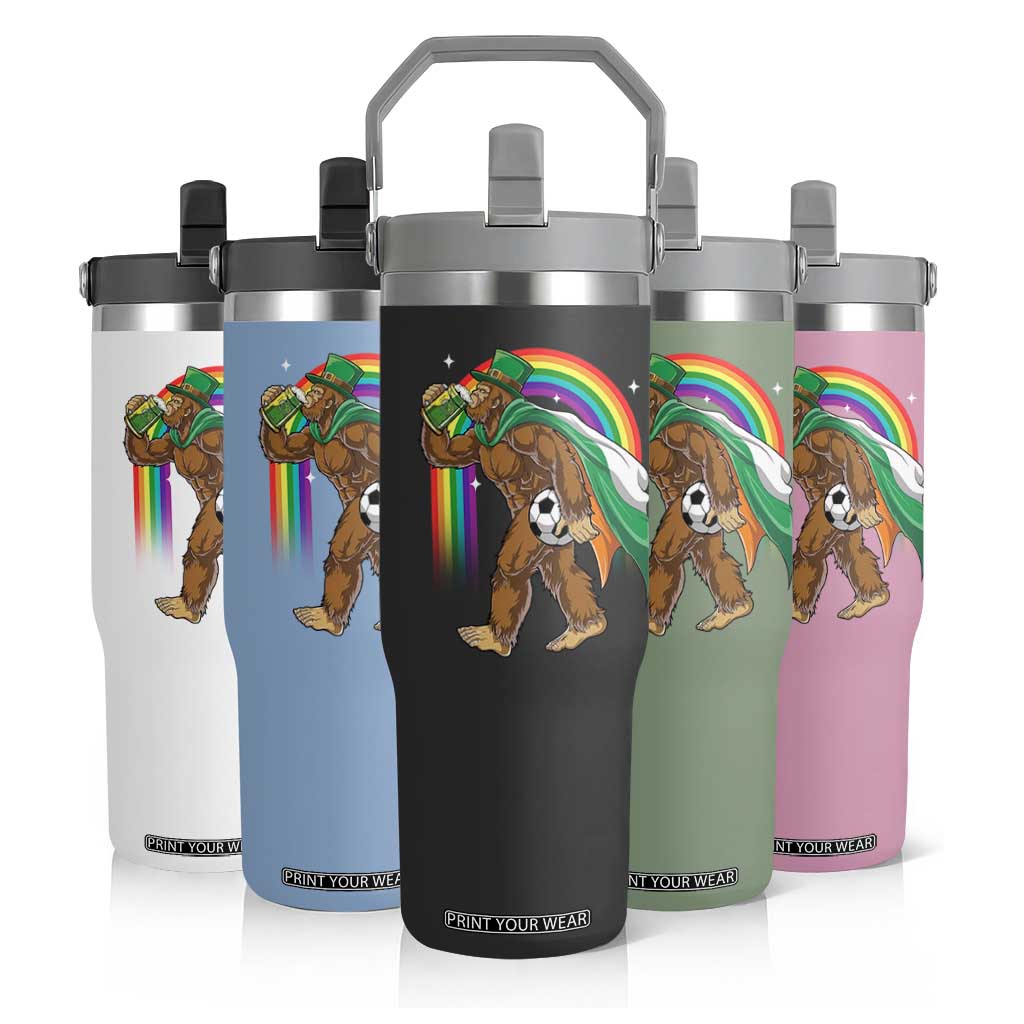 Funny Bigfoot Drinking Beer Flip Straw Tumbler St Patricks Day Soccer Lover TS12 Print Your Wear