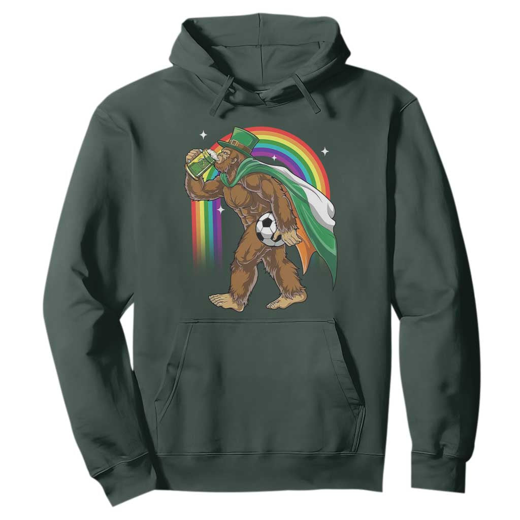 Funny Bigfoot Drinking Beer Hoodie St Patricks Day Soccer Lover TS12 Dark Forest Green Print Your Wear