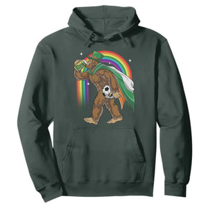 Funny Bigfoot Drinking Beer Hoodie St Patricks Day Soccer Lover TS12 Dark Forest Green Print Your Wear