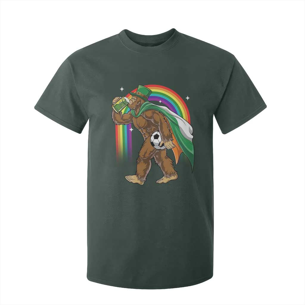 Funny Bigfoot Drinking Beer T Shirt For Kid St Patricks Day Soccer Lover TS12 Dark Forest Green Print Your Wear