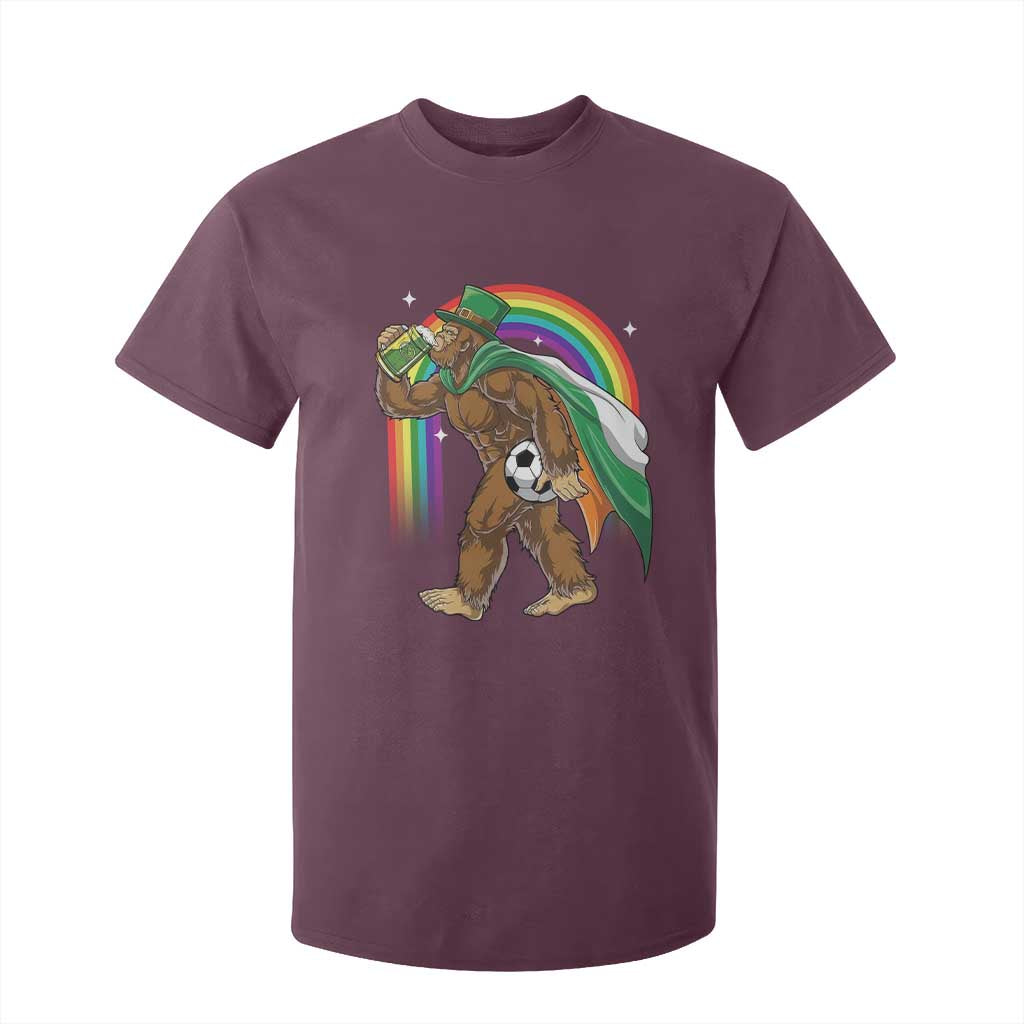Funny Bigfoot Drinking Beer T Shirt For Kid St Patricks Day Soccer Lover TS12 Maroon Print Your Wear