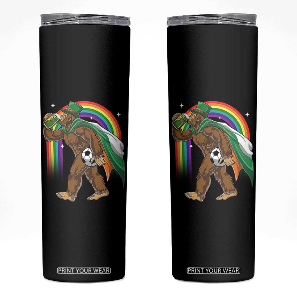 Funny Bigfoot Drinking Beer Skinny Tumbler St Patricks Day Soccer Lover TS12 Black Print Your Wear