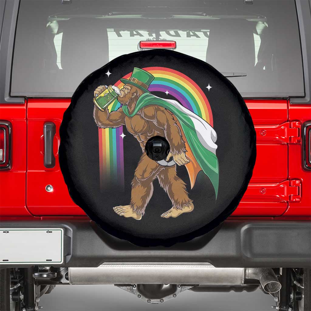 Funny Bigfoot Drinking Beer Spare Tire Cover St Patricks Day Soccer Lover TS12 Black Print Your Wear