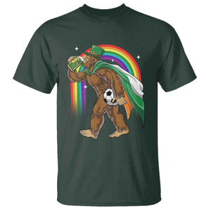 Funny Bigfoot Drinking Beer T Shirt St Patricks Day Soccer Lover TS12 Dark Forest Green Print Your Wear