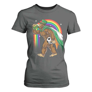 Funny Bigfoot Drinking Beer T Shirt For Women St Patricks Day Soccer Lover TS12 Dark Heather Print Your Wear