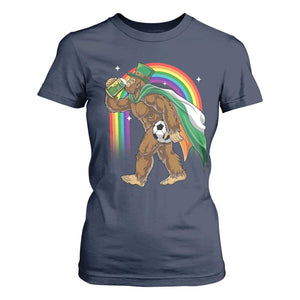 Funny Bigfoot Drinking Beer T Shirt For Women St Patricks Day Soccer Lover TS12 Navy Print Your Wear