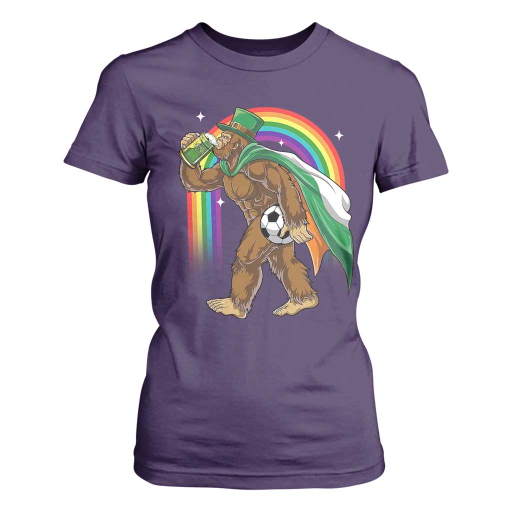 Funny Bigfoot Drinking Beer T Shirt For Women St Patricks Day Soccer Lover TS12 Purple Print Your Wear