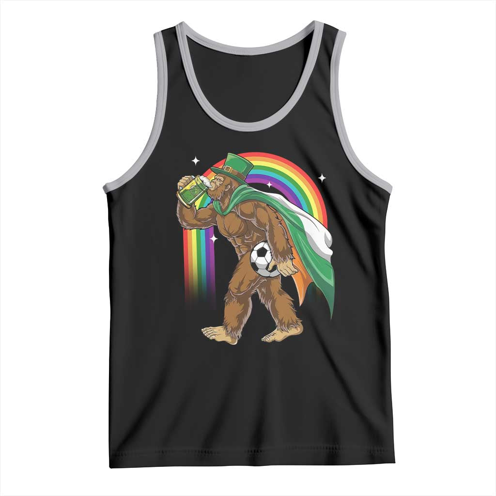 Funny Bigfoot Drinking Beer Tank Top St Patricks Day Soccer Lover TS12 Black Athletic Heather Print Your Wear
