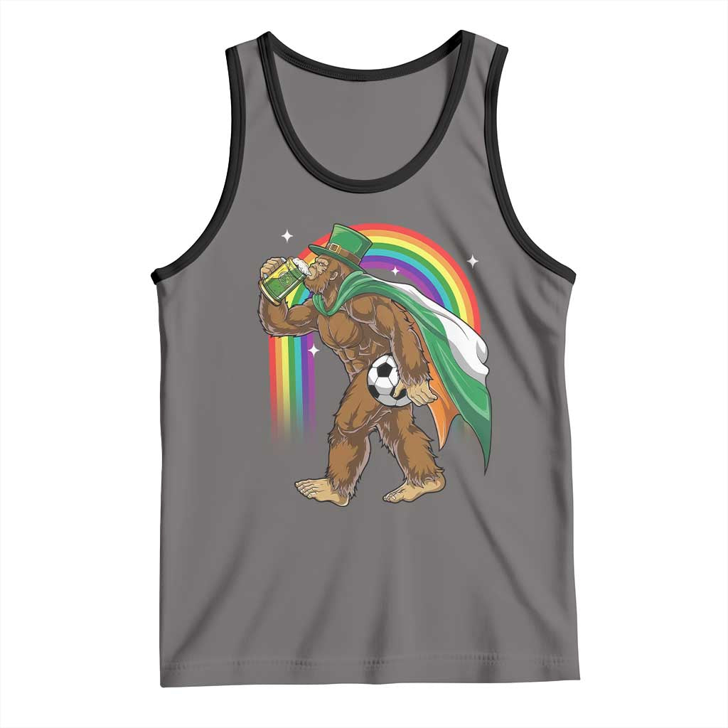 Funny Bigfoot Drinking Beer Tank Top St Patricks Day Soccer Lover TS12 Deep Heather Black Print Your Wear