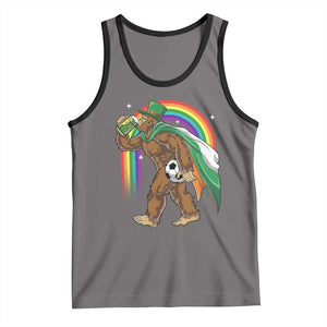 Funny Bigfoot Drinking Beer Tank Top St Patricks Day Soccer Lover TS12 Deep Heather Black Print Your Wear