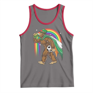 Funny Bigfoot Drinking Beer Tank Top St Patricks Day Soccer Lover TS12 Deep Heather Red Print Your Wear