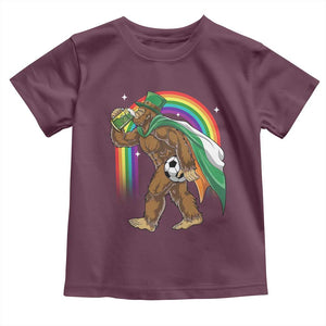 Funny Bigfoot Drinking Beer Toddler T Shirt St Patricks Day Soccer Lover TS12 Maroon Print Your Wear