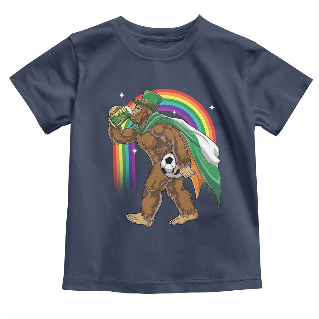 Funny Bigfoot Drinking Beer Toddler T Shirt St Patricks Day Soccer Lover TS12 Navy Print Your Wear