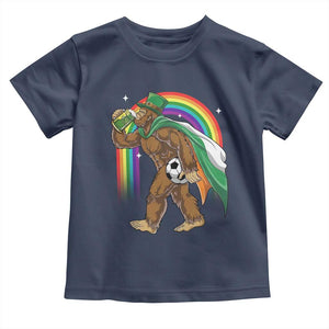 Funny Bigfoot Drinking Beer Toddler T Shirt St Patricks Day Soccer Lover TS12 Navy Print Your Wear