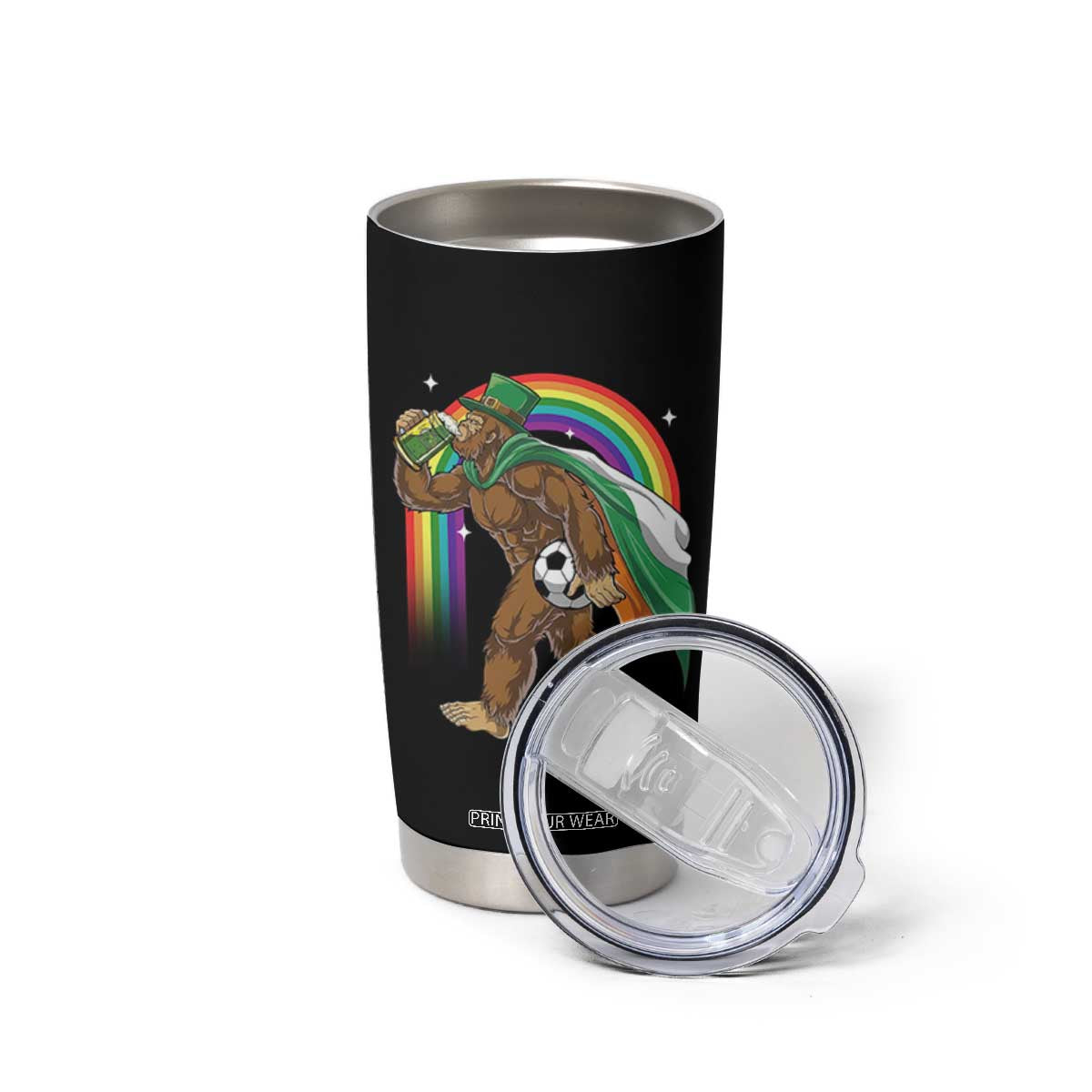 Funny Bigfoot Drinking Beer Tumbler Cup St Patricks Day Soccer Lover TS12 Print Your Wear